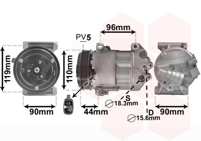 Compresor de aire acondicionado Van Wezel 1700K407