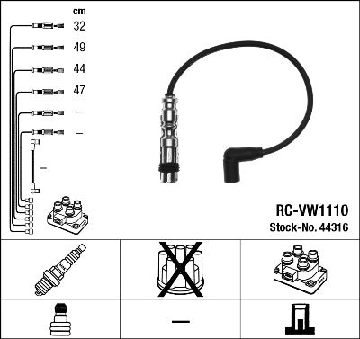Jeu de câbles d'allumage NGK RC-VW1110