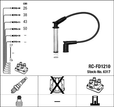 Juego de cables de bujía NGK RC-FD1210