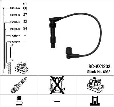 Jeu de câbles d'allumage NGK RC-VX1202