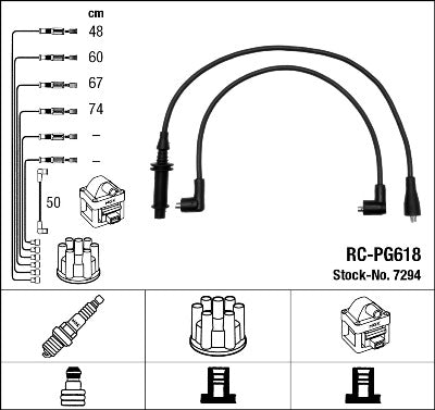 Jeu de câbles d'allumage NGK RC-PG618