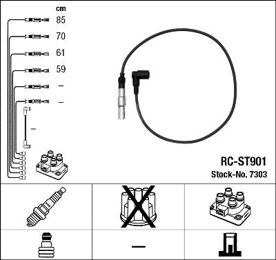 Jeu de câbles d'allumage NGK RC-ST901