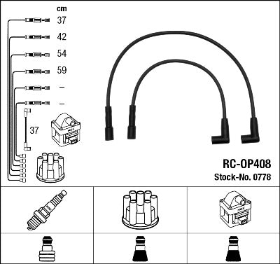 Jeu de câbles d'allumage NGK RC-OP408