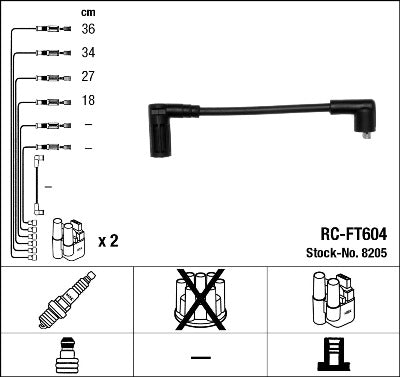 Jeu de câbles d'allumage NGK RC-FT604