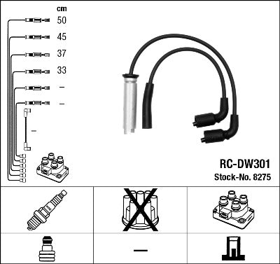 Jeu de câbles d'allumage NGK RC-DW301