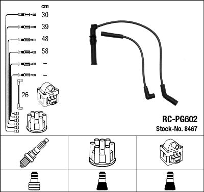 Juego de cables de bujía NGK RC-PG602