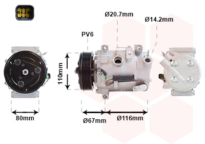Compresor de aire acondicionado Van Wezel 0901K725
