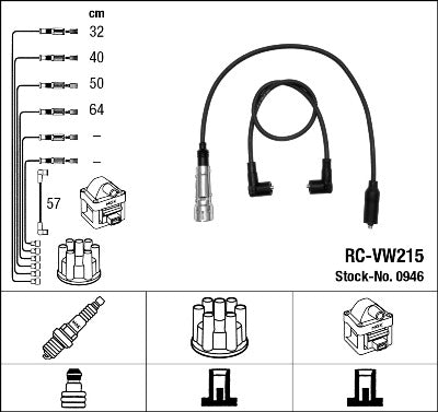 Juego de cables de bujía NGK RC-VW215