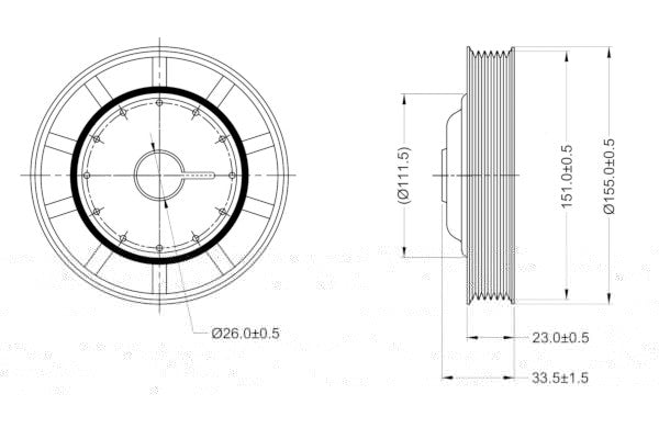 Poulie de vilebrequin (damper) GOOM CP-0008 (OE 8200185800)