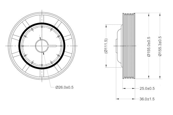 Poulie de vilebrequin (damper) GOOM CP-0130 (OE 8200184103)