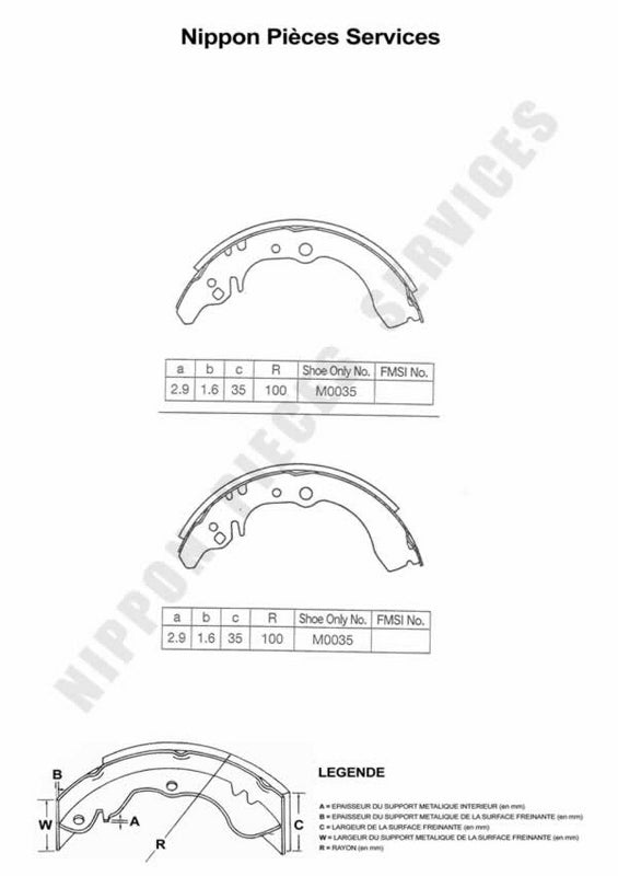 Zapatas de freno NPS D350U20