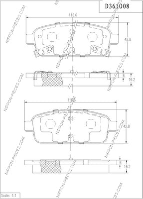 Pastillas de freno traseras NPS D361O08 (OE 13319294)