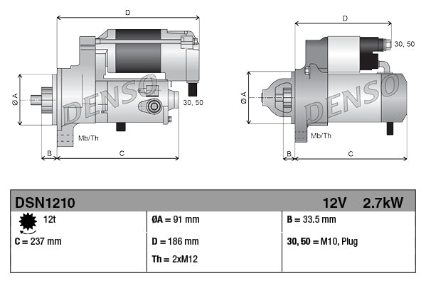 Starter motor Denso DSN1210 (OE 28100-51070)