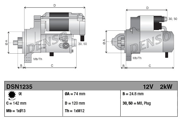 Starter motor Denso DSN1235 (OE 2810026181)