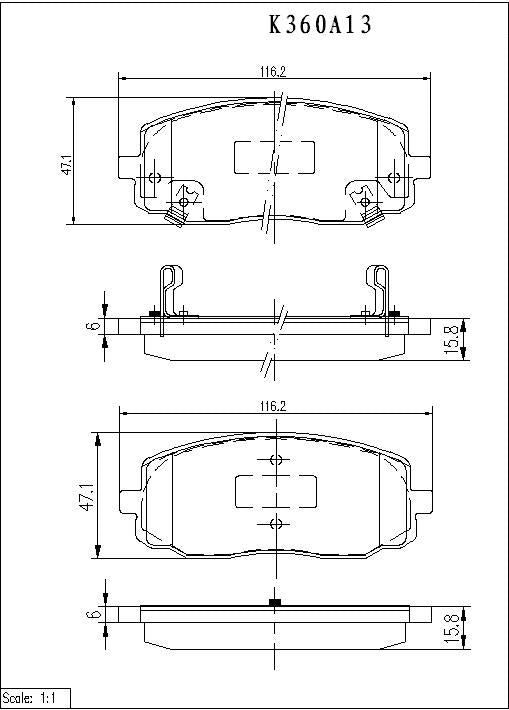 Front brake pads NPS K360A13 (OE 5810107A10)
