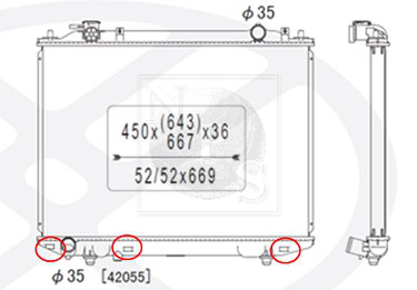 Radiador NPS M156A77 (OE WLVH15200C)