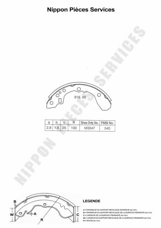 Zapatas de freno NPS M350A05 (OE G0Y02638Z)