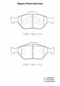Front brake pads NPS M360A23 (OE 1E073323ZB)