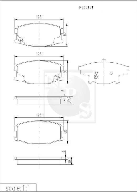 Pastillas de freno delanteras NPS M360I31 (OE MC894601)