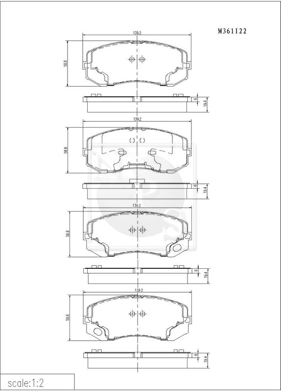 Plaquettes de frein arrière NPS M361I22 (OE MK528946)