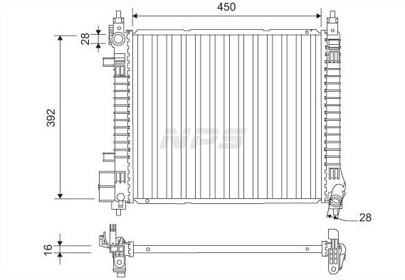 Radiador NPS N156N145 (OE 214103HD1A)