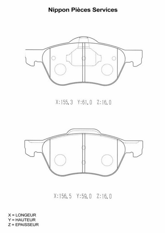 Front brake pads NPS N360N85 (OE 410609F525)