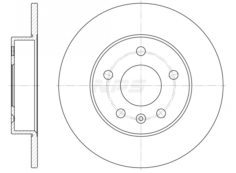 Disco de freno trasero NPS O331L01 (OE 5 69 109)