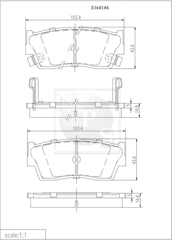 Plaquettes de frein avant NPS S360I06 (OE 55200-60820)