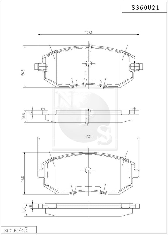 Pastillas de freno delanteras NPS S360U21 (OE 26296SA031)
