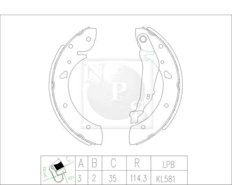Bremsbacken NPS T350A73 (OE 449505030)
