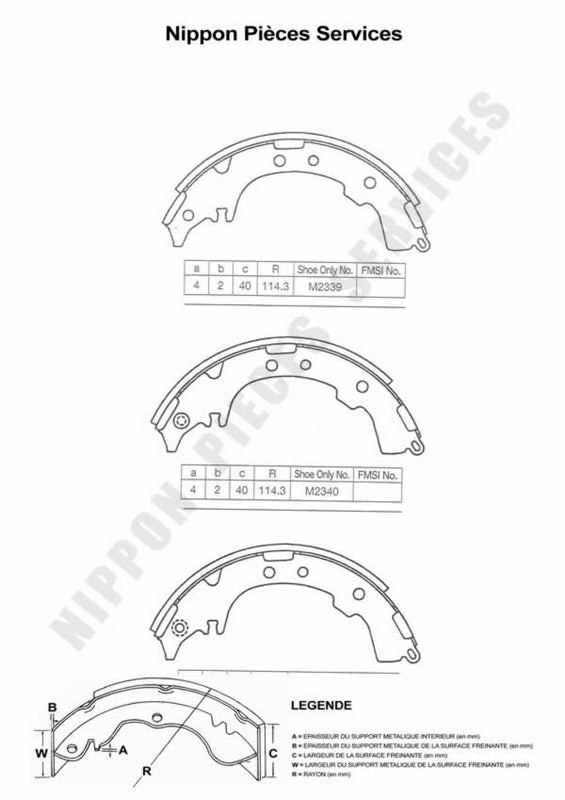 Zapatas de freno NPS T350A80 (OE 449544020)
