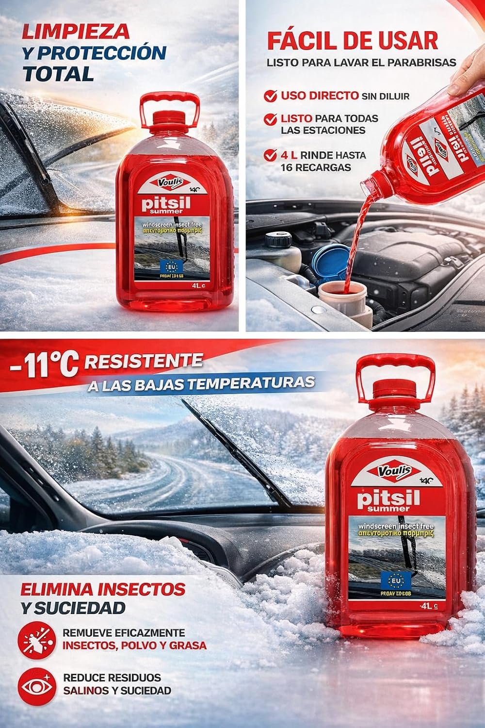 Líquido limpiaparabrisas anti insectos verano 4L (6)