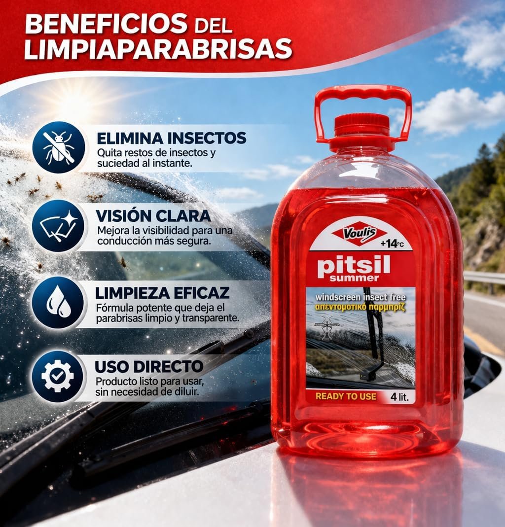 Líquido limpiaparabrisas anti insectos verano 4L (1)
