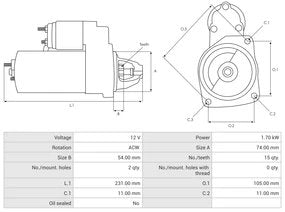 Motor de arranque 12V 1.7kW Mercedes (5)