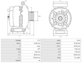 Alternador 12V 120A BMW PSA VALEO (5)
