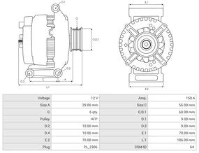Alternador AS-PL A0750S 150A 12V VW AUDI (4)