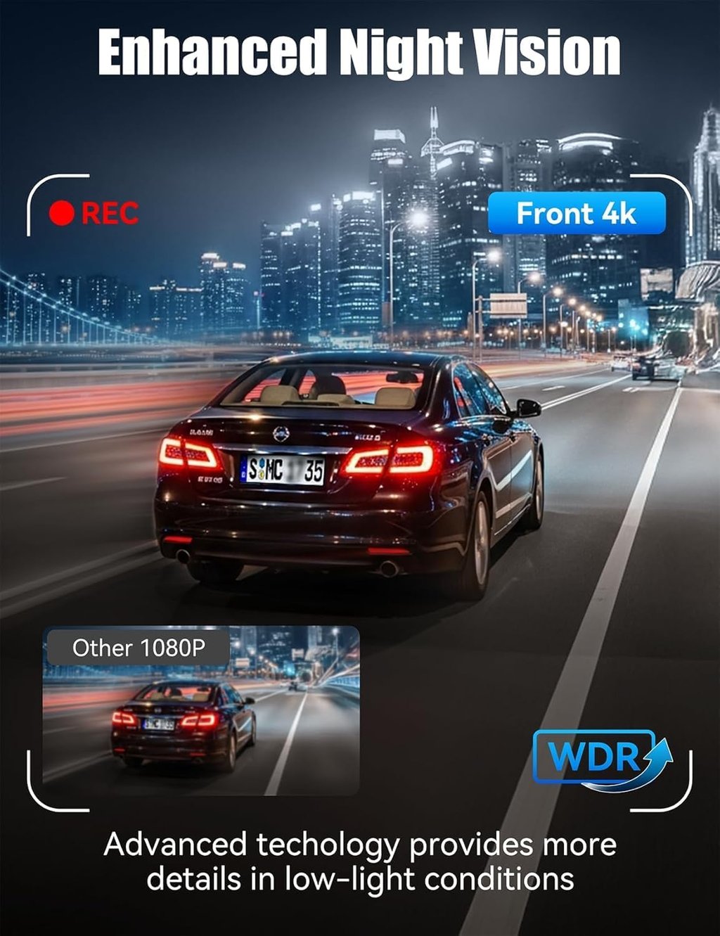 Dashcam 4K Triple Cámara WiFi 64GB Nueva (3)