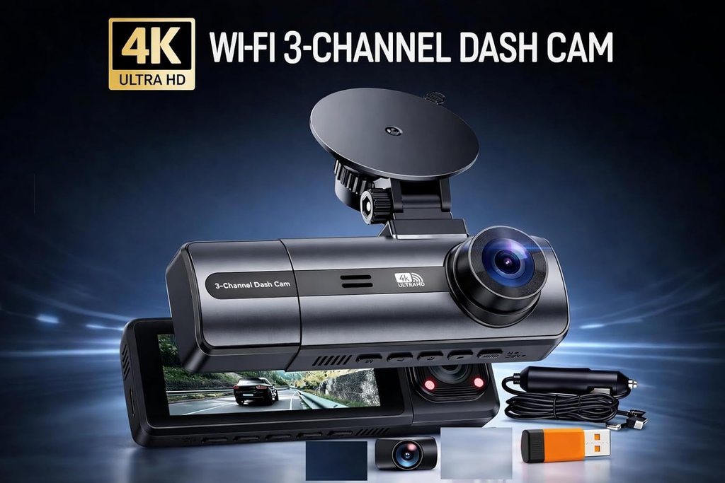 Dashcam 4K Triple Cámara WiFi 64GB Nueva (4)