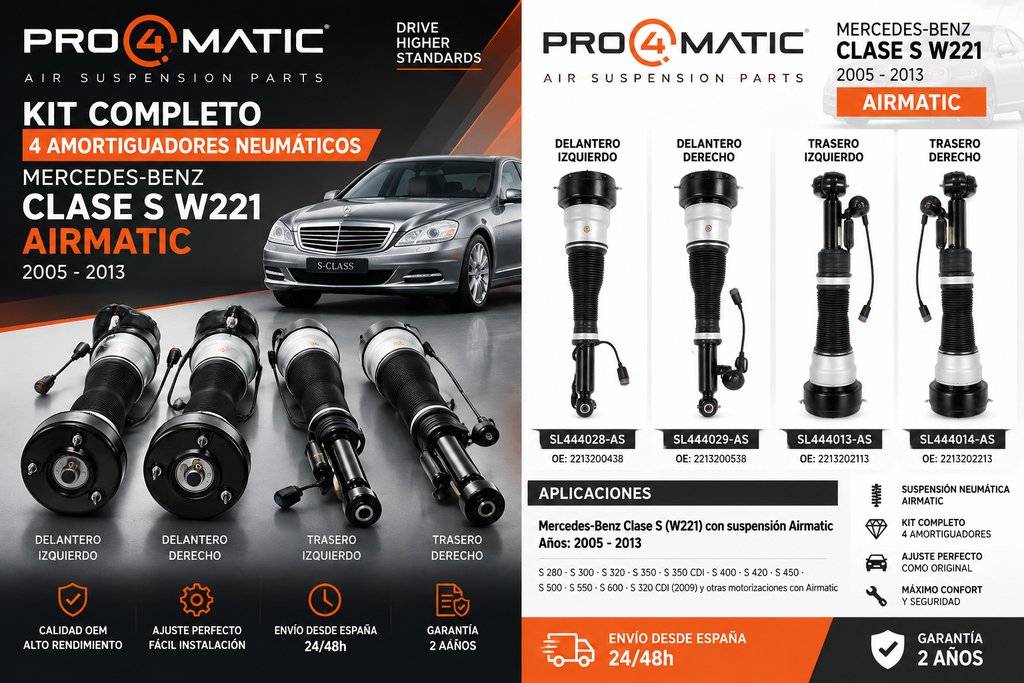 Kit 4 Amortiguadores Airmatic Mercedes S W221 (2)
