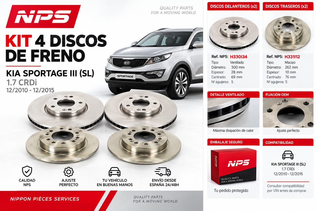 Kit 4 Discos de Freno Kia Sportage III 1.7 CRDi (1)