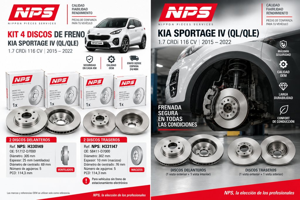 Kit 4 Discos de Freno Kia Sportage IV (QL/QLE) OEM (2)